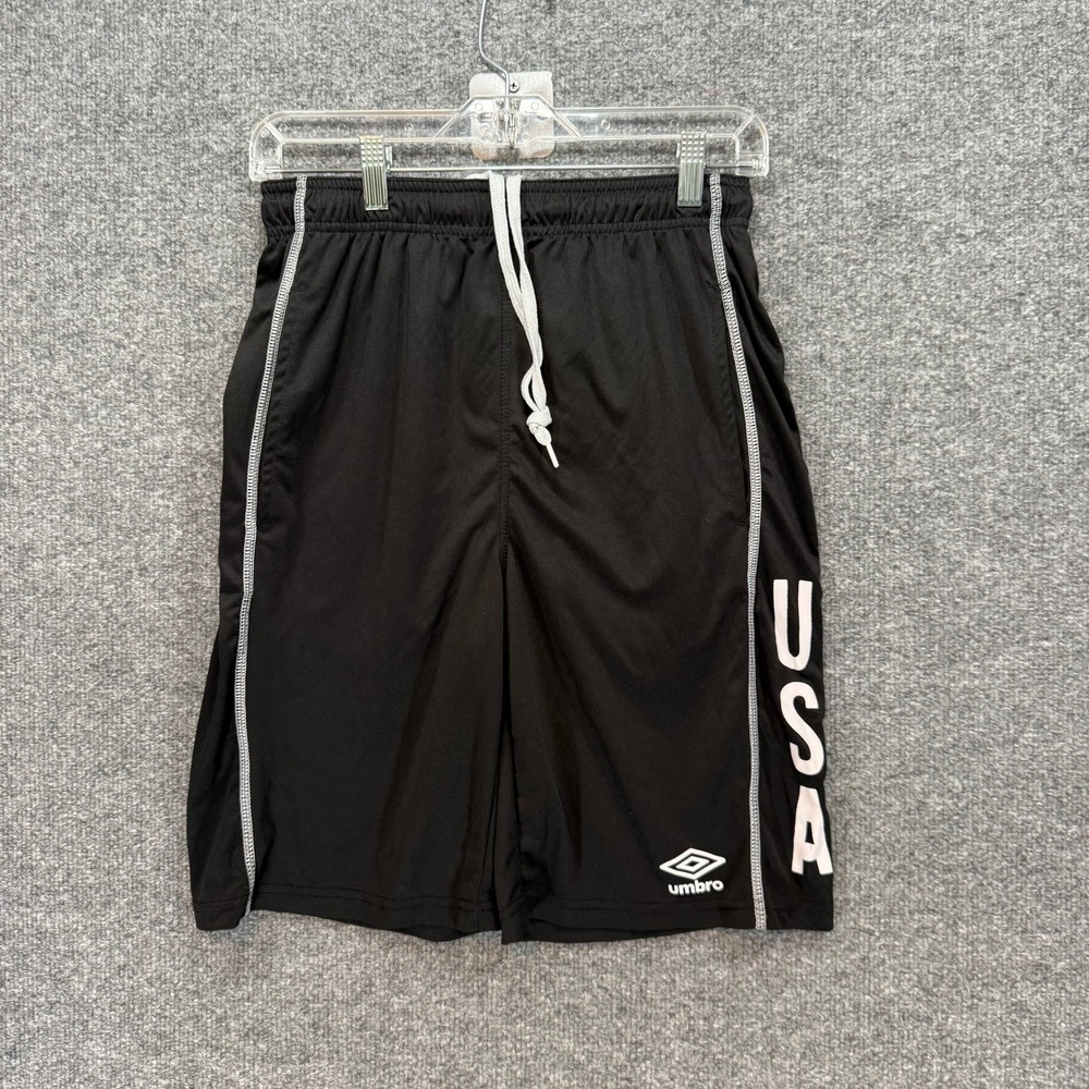 Umbro Shorts Mens Small Black USA Athletic Soccer Gym Training Activewear